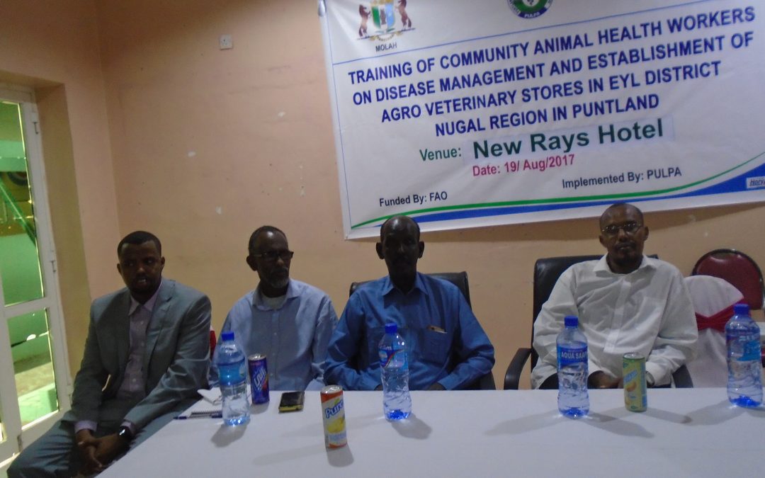 Launch for the Training of Community Animal Health Workers(CAHWS) and Establishment of Agro Vet Store in Eyl District Nugal Region of Puntland